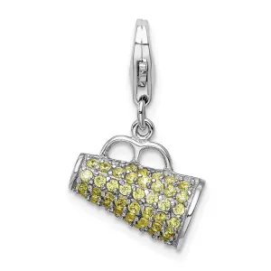 Sterling Silver Amore La Vita Rhod-pl with Yellow CZ 3D Megaphone Charm