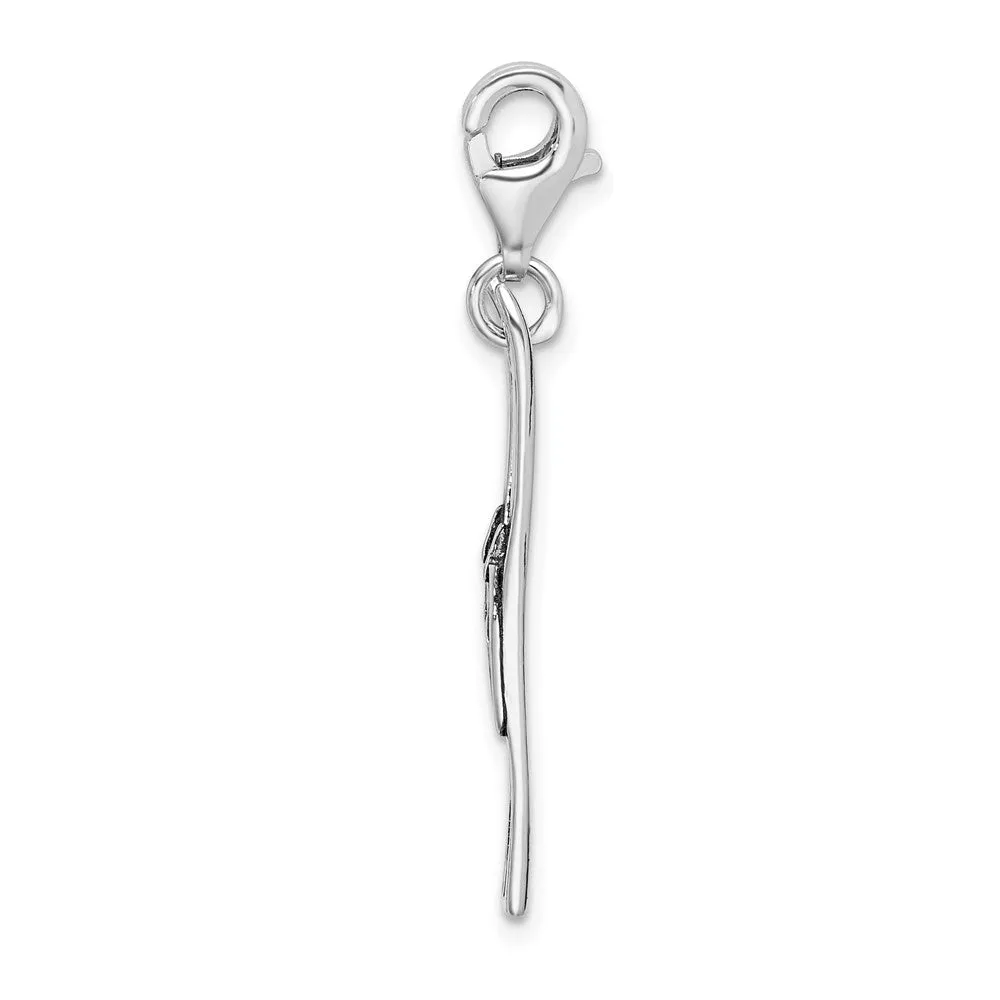 Sterling Silver Amore La Vita Rhodium-plated Antiqued Polished Skis Charm