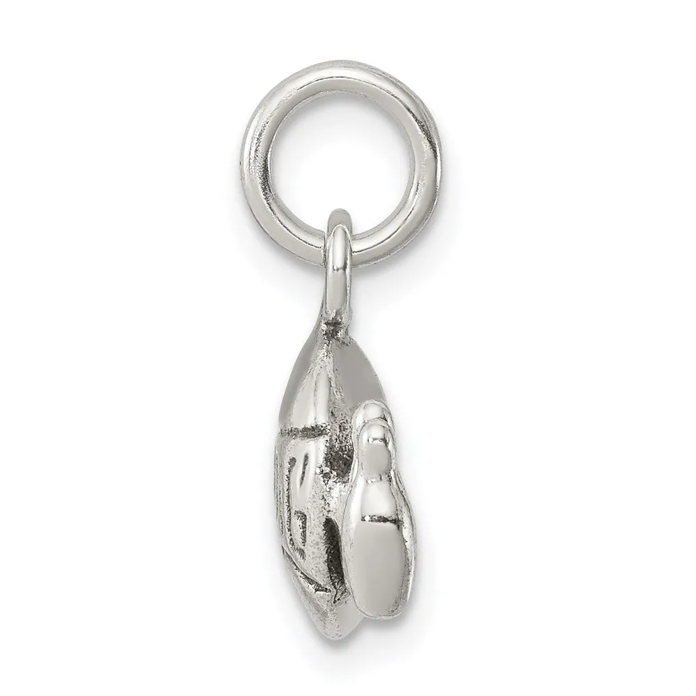 Sterling Silver Antiqued Bowling Ball and Pins Charm