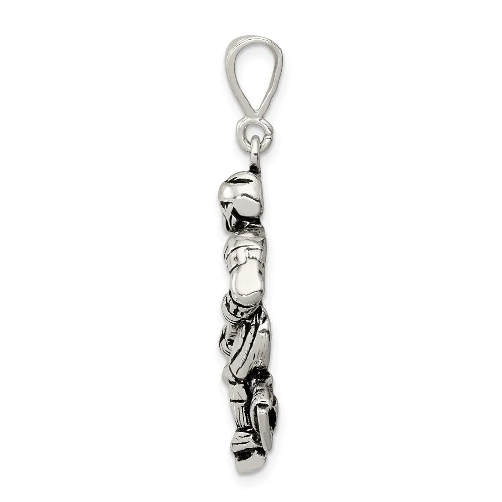Sterling Silver Antiqued Hockey Player Charm