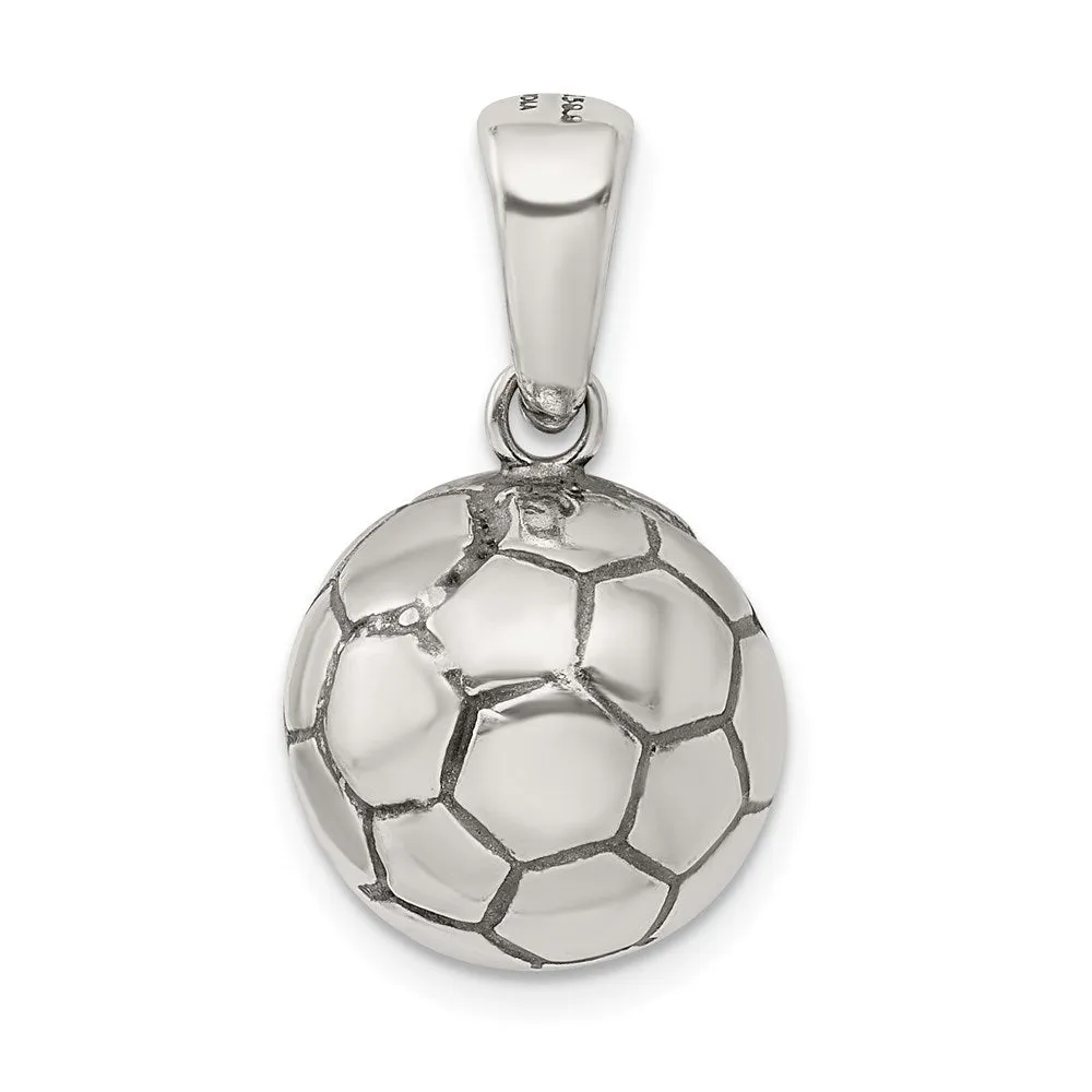 Sterling Silver Antiqued Soccer Ball Pendant
