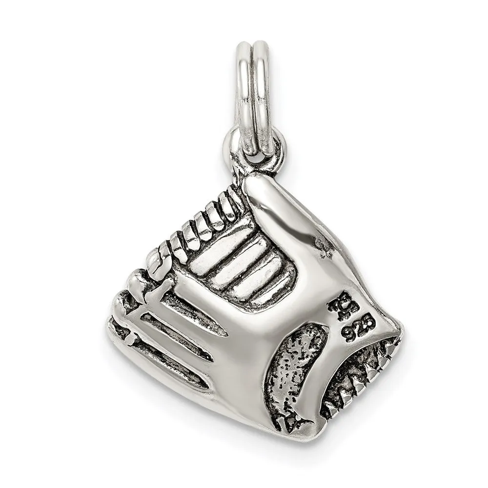 Sterling Silver Baseball Glove w/Simulated Pearl Charm