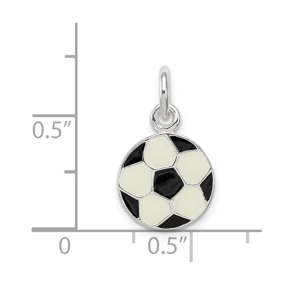 Sterling Silver Enameled Soccer Ball Charm