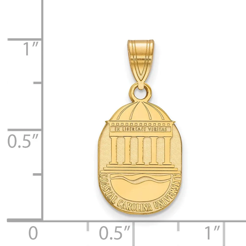 Sterling Silver Gold-plated Coastal Carolina University Medium Crest Pendant