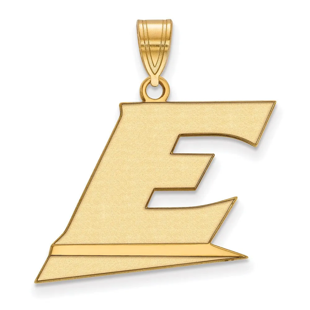 Sterling Silver Gold-plated Eastern Kentucky University Letter E Large Pendant