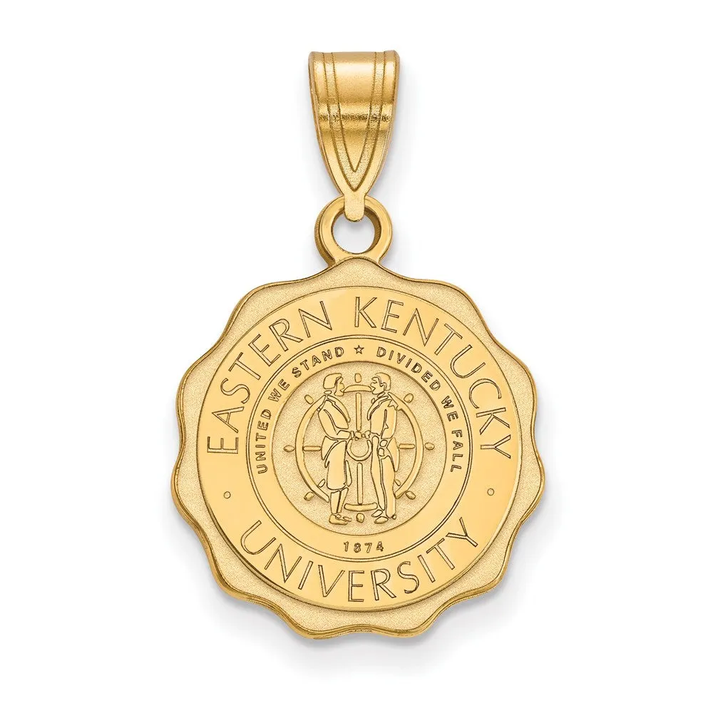 Sterling Silver Gold-plated Eastern Kentucky University Letter E Medium Crest Pendant