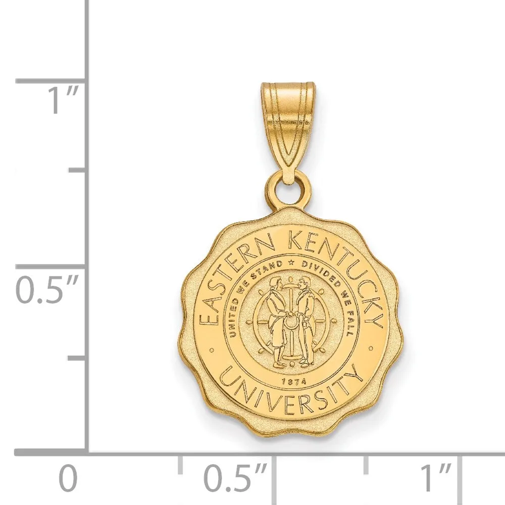 Sterling Silver Gold-plated Eastern Kentucky University Letter E Medium Crest Pendant