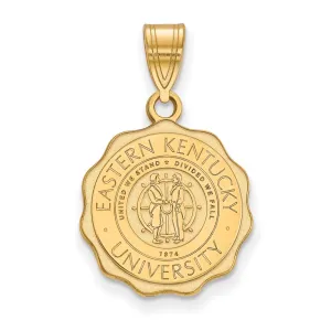 Sterling Silver Gold-plated Eastern Kentucky University Letter E Medium Crest Pendant