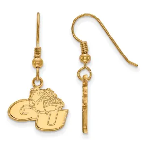 Sterling Silver Gold-plated Gonzaga University G-U Bulldog Small Dangle Wire Earrings