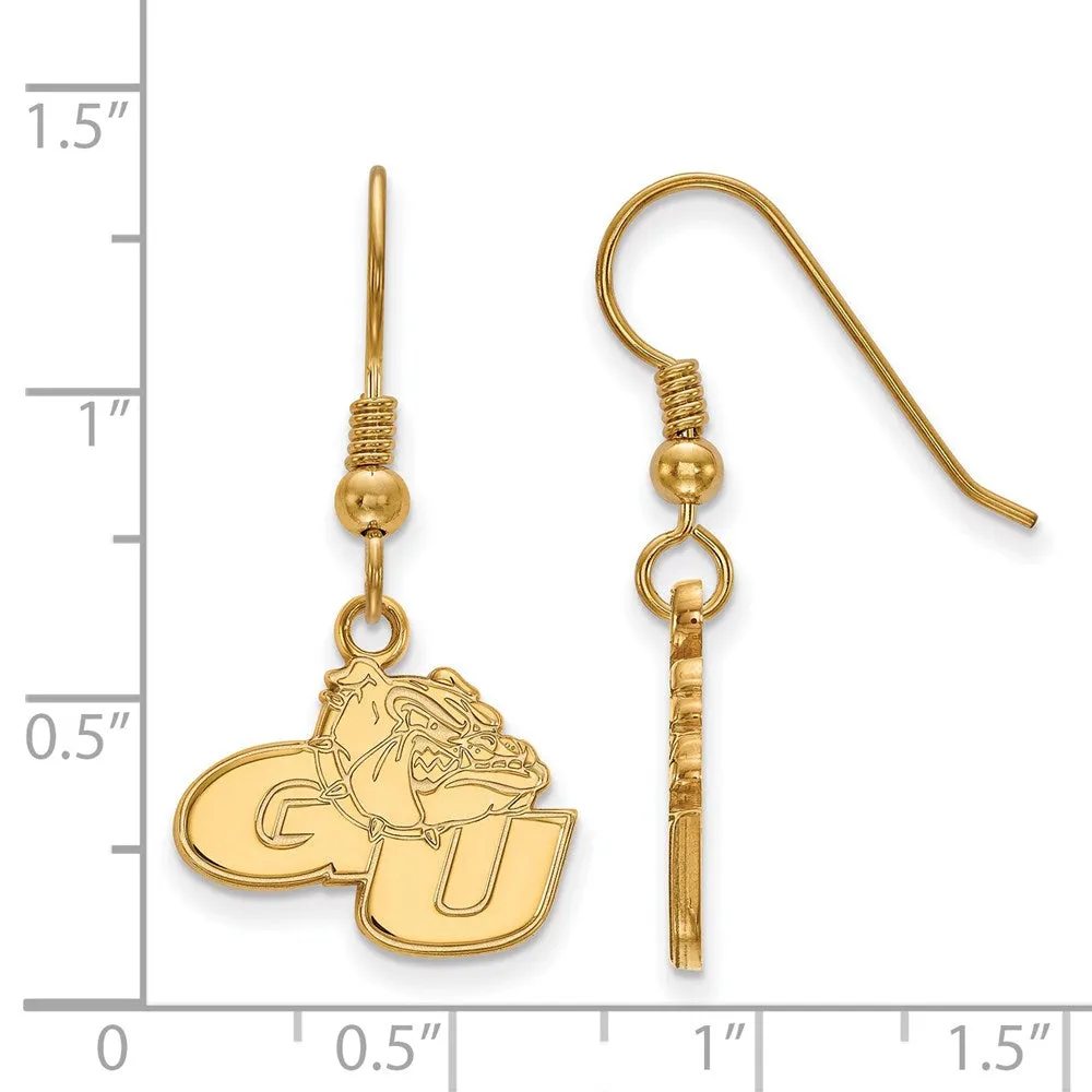 Sterling Silver Gold-plated Gonzaga University G-U Bulldog Small Dangle Wire Earrings