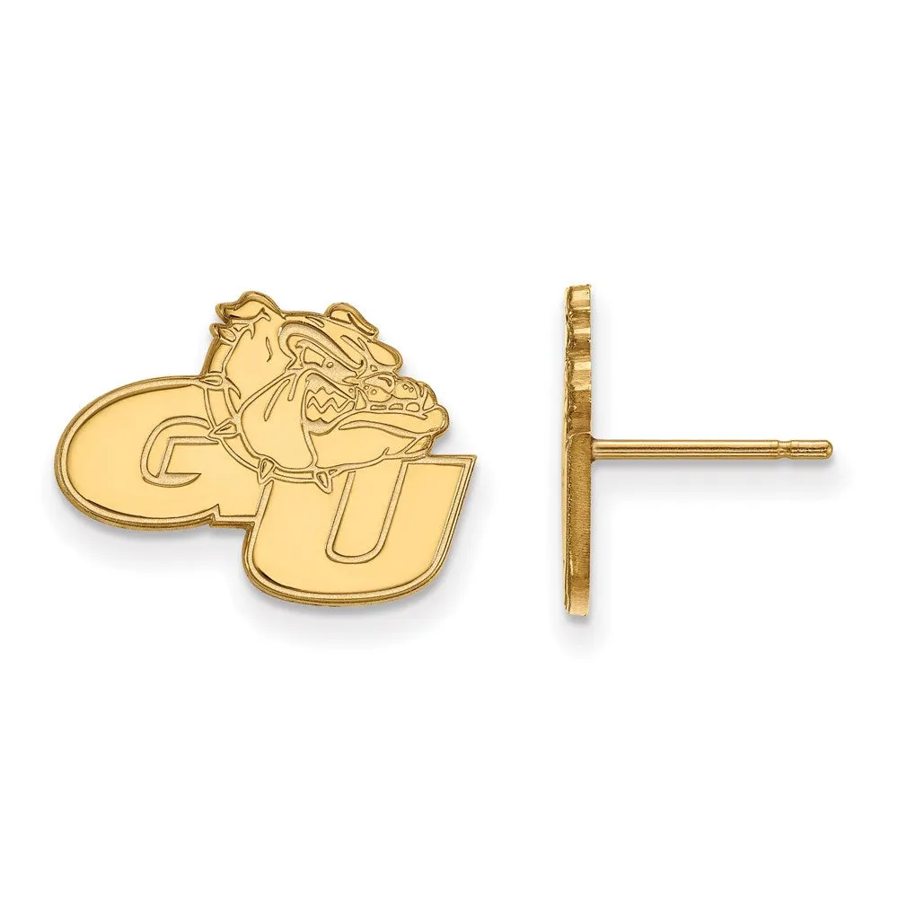Sterling Silver Gold-plated Gonzaga University G-U Bulldog Small Post Earrings