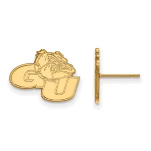 Sterling Silver Gold-plated Gonzaga University G-U Bulldog Small Post Earrings