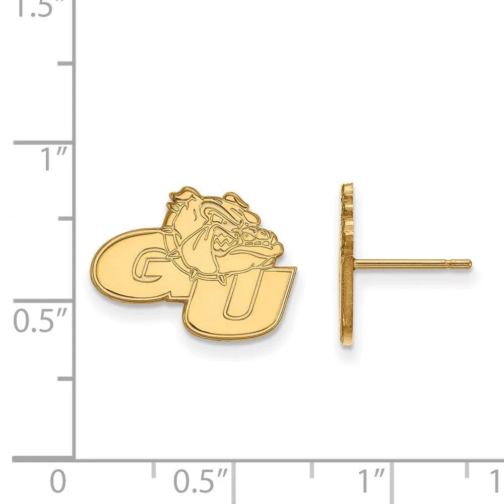 Sterling Silver Gold-plated Gonzaga University G-U Bulldog Small Post Earrings