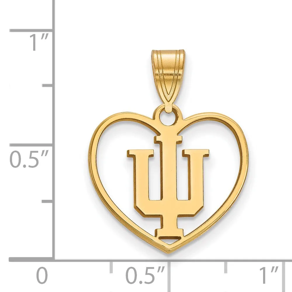 Sterling Silver Gold-plated Indiana University I-U Heart Pendant