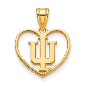 Sterling Silver Gold-plated Indiana University I-U Heart Pendant