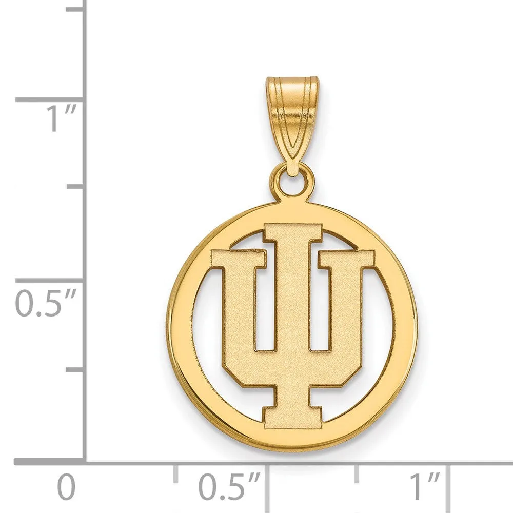 Sterling Silver Gold-plated Indiana University I-U Medium Circle Pendant