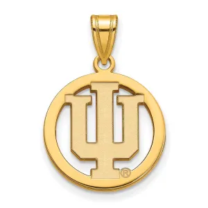 Sterling Silver Gold-plated Indiana University I-U Medium Circle Pendant