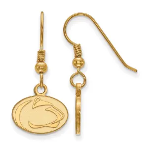 Sterling Silver Gold-plated Penn State University Lion Extra Small Dangle Wire Earrings
