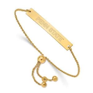 Sterling Silver Gold-plated Penn State University Small Bar Adjustable 9 inch Bracelet