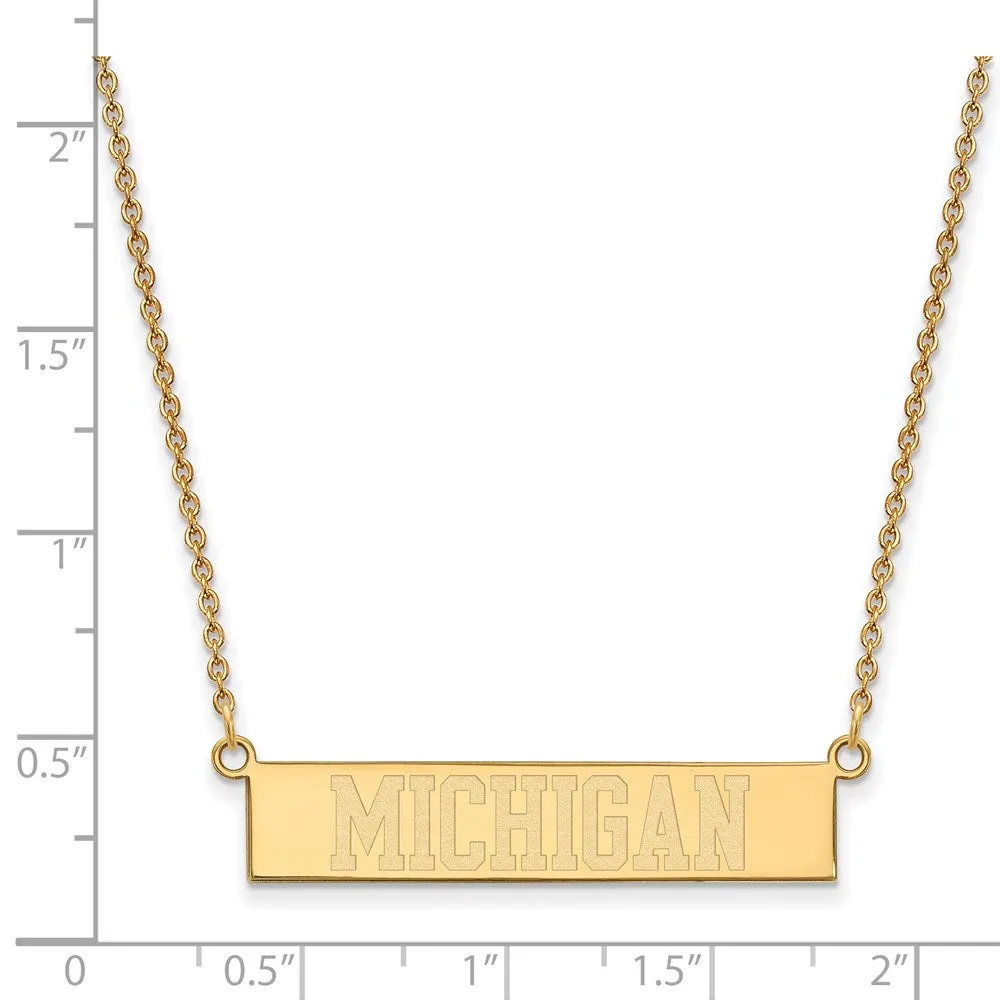 Sterling Silver Gold-plated The University of Michigan Small Bar 18 inch Necklace