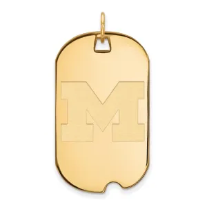 Sterling Silver Gold-plated University of Michigan Letter M Large Dog Tag Pendant