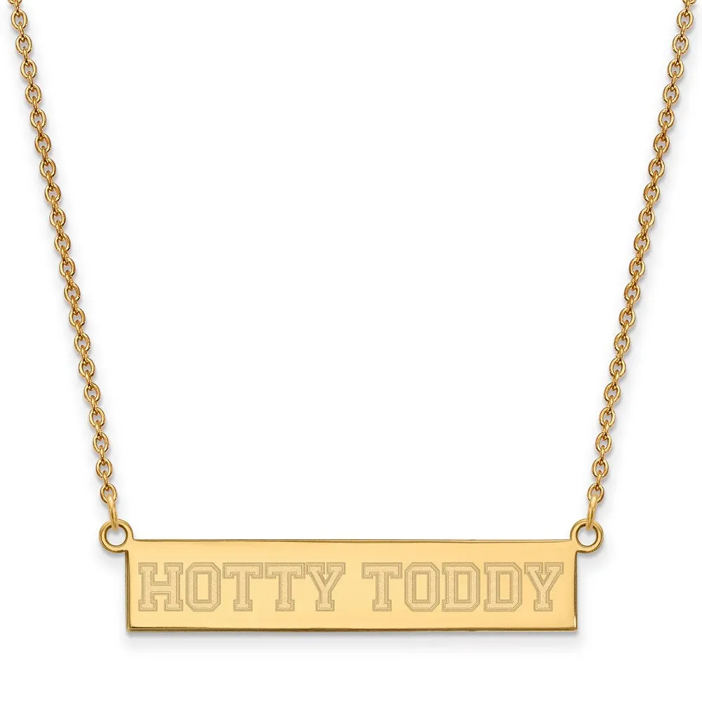 Sterling Silver Gold-plated University of Mississippi Hotty Toddy Small Bar 18 inch Necklace