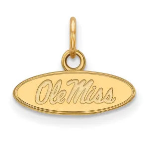 Sterling Silver Gold-plated University of Mississippi Ole Miss Extra Small Oval Pendant