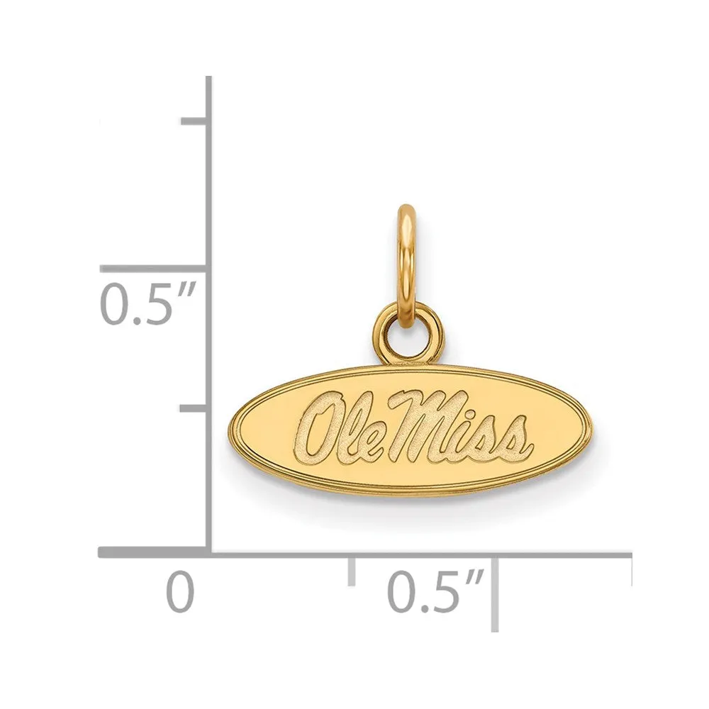 Sterling Silver Gold-plated University of Mississippi Ole Miss Extra Small Oval Pendant