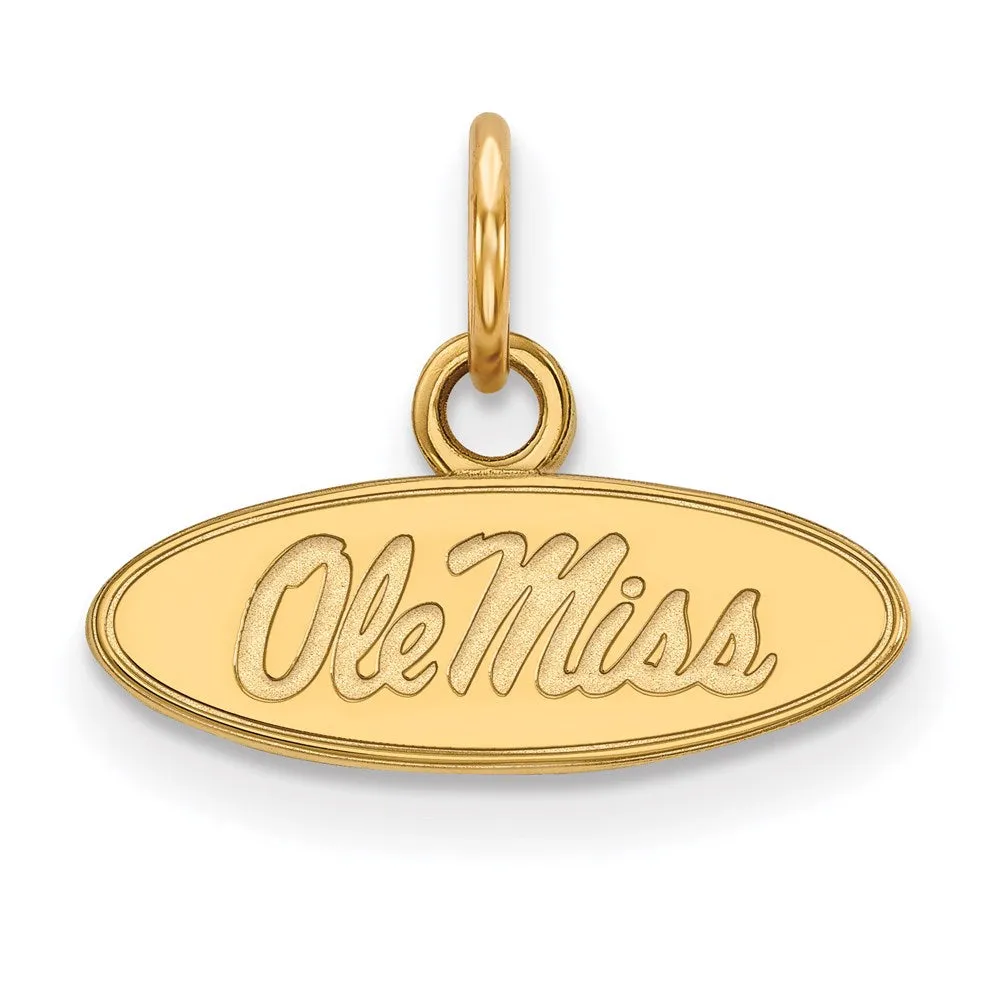 Sterling Silver Gold-plated University of Mississippi Ole Miss Extra Small Oval Pendant