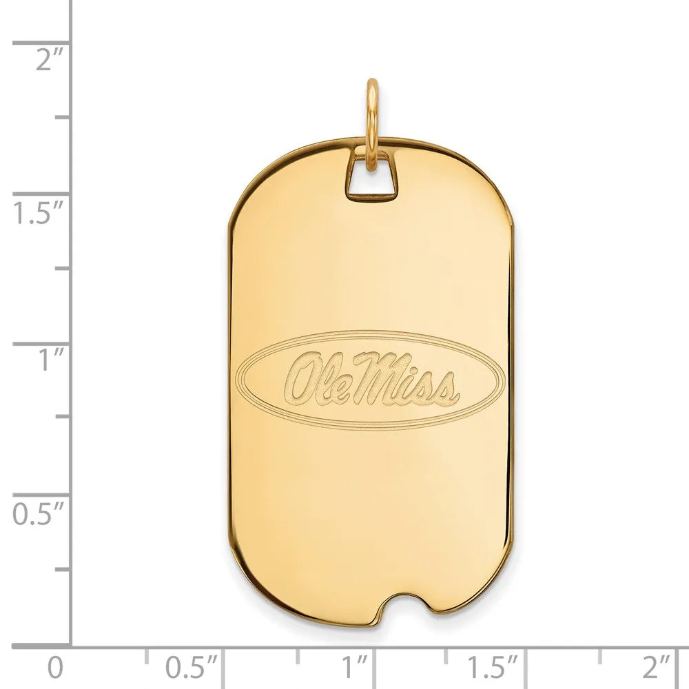 Sterling Silver Gold-plated University of Mississippi Ole Miss Large Dog Tag Pendant