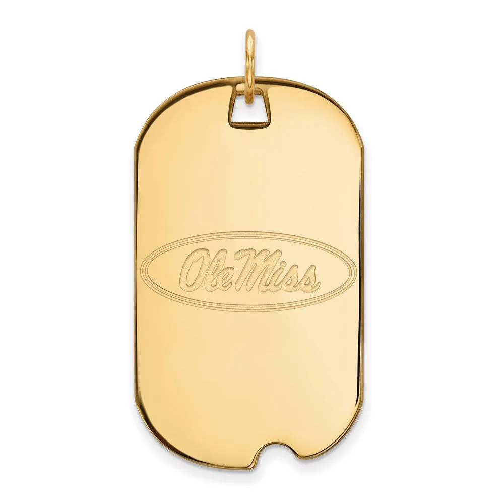 Sterling Silver Gold-plated University of Mississippi Ole Miss Large Dog Tag Pendant