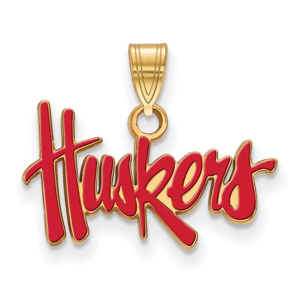Sterling Silver Gold-plated University of Nebraska Huskers Small Enameled Pendant