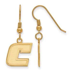 Sterling Silver Gold-plated University of Tennessee at Chattanooga Letter C Small Dangle Wire Earrings