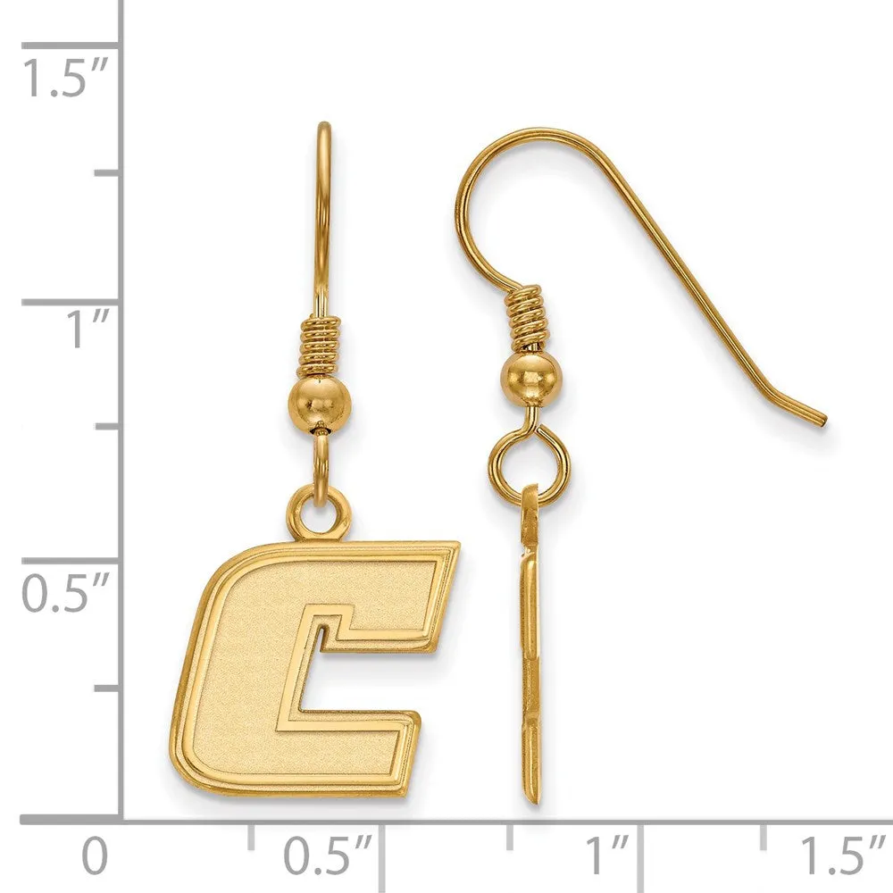 Sterling Silver Gold-plated University of Tennessee at Chattanooga Letter C Small Dangle Wire Earrings
