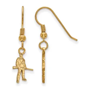 Sterling Silver Gold-plated West Virginia University Mountaineer Extra Small Dangle Wire Earrings
