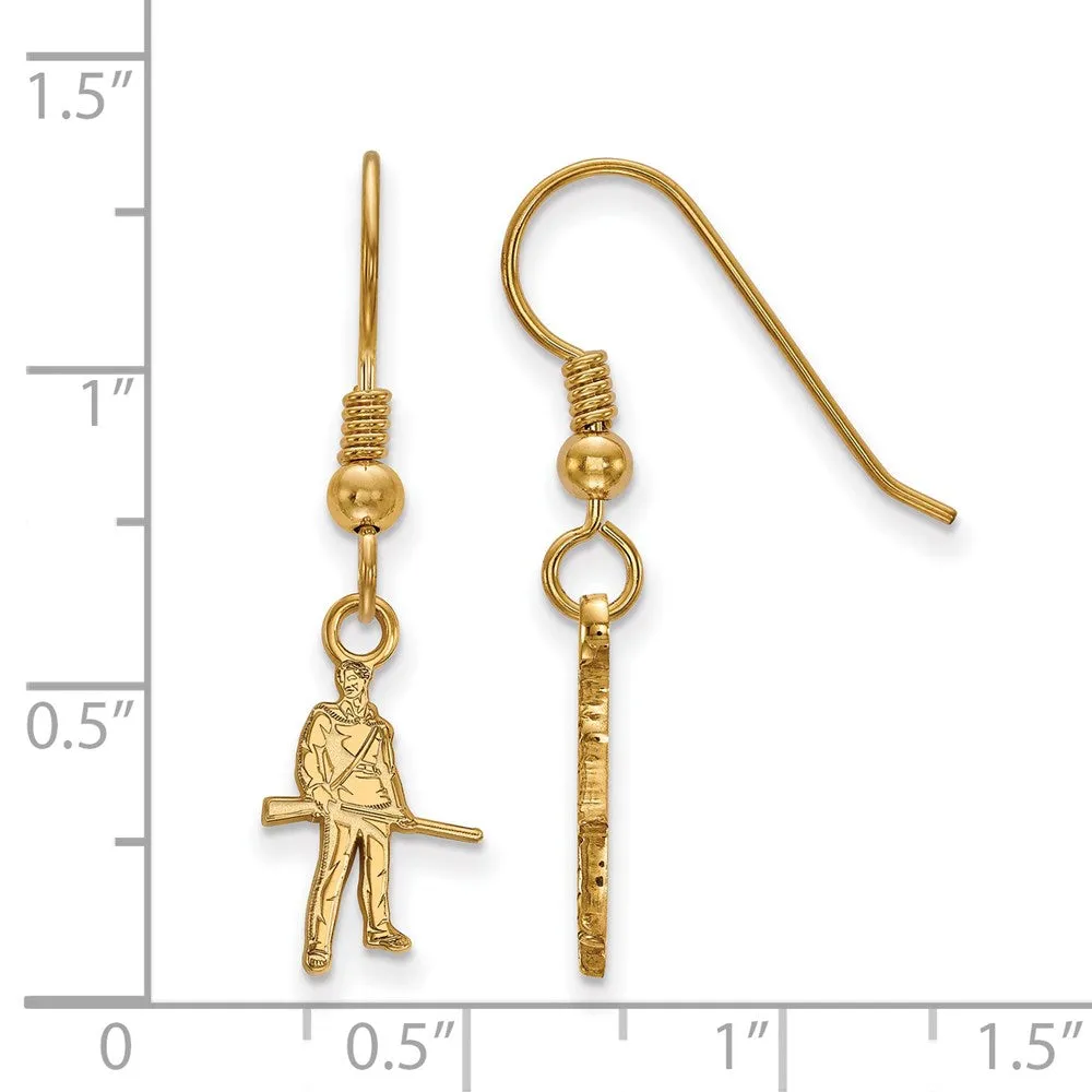 Sterling Silver Gold-plated West Virginia University Mountaineer Extra Small Dangle Wire Earrings