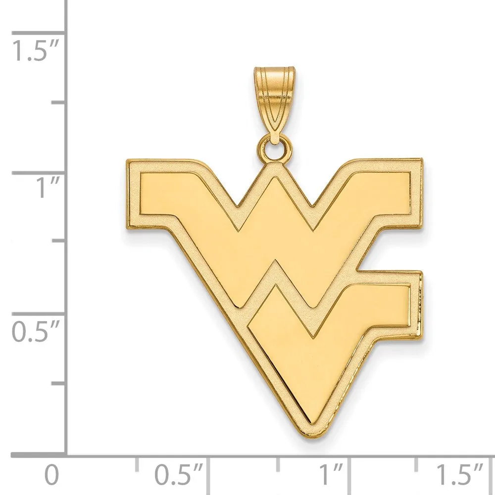 Sterling Silver Gold-plated West Virginia University W-V Extra Large Pendant