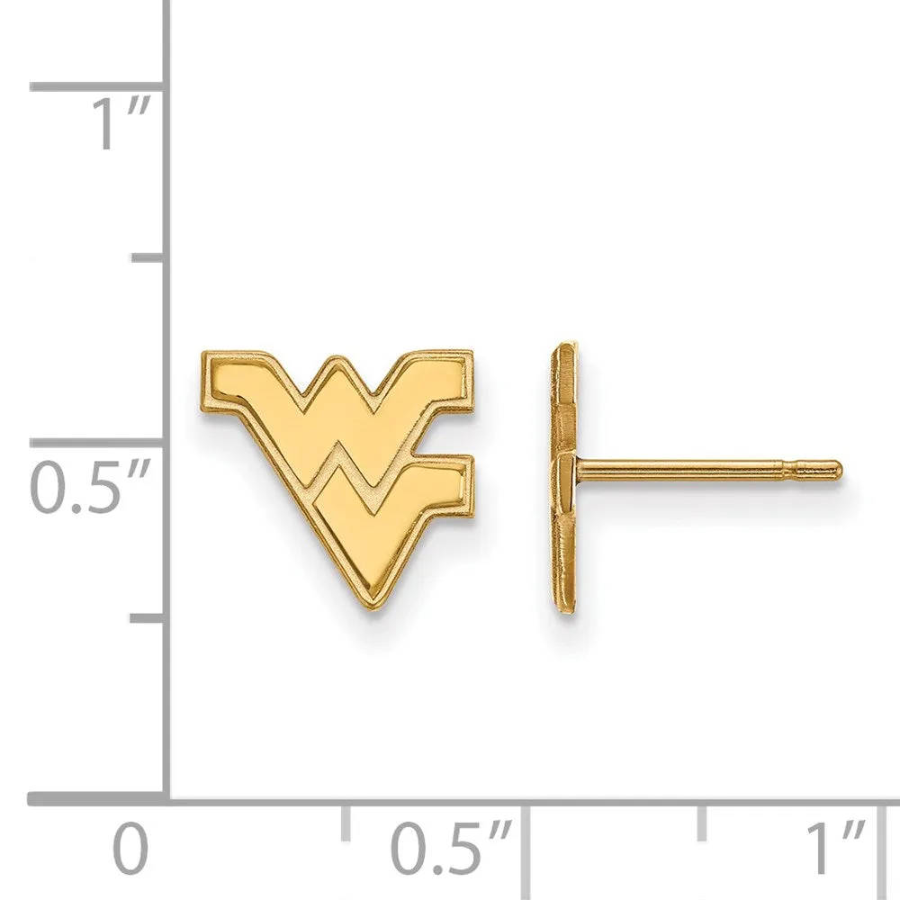 Sterling Silver Gold-plated West Virginia University W-V Extra Small Post Earrings