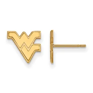Sterling Silver Gold-plated West Virginia University W-V Extra Small Post Earrings