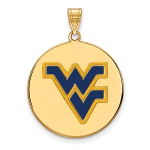 Sterling Silver Gold-plated West Virginia University W-V Large Enameled Disc Pendant