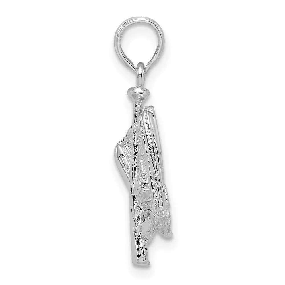 Sterling Silver Polished 3D Baseball, Bat and Glove Pendant
