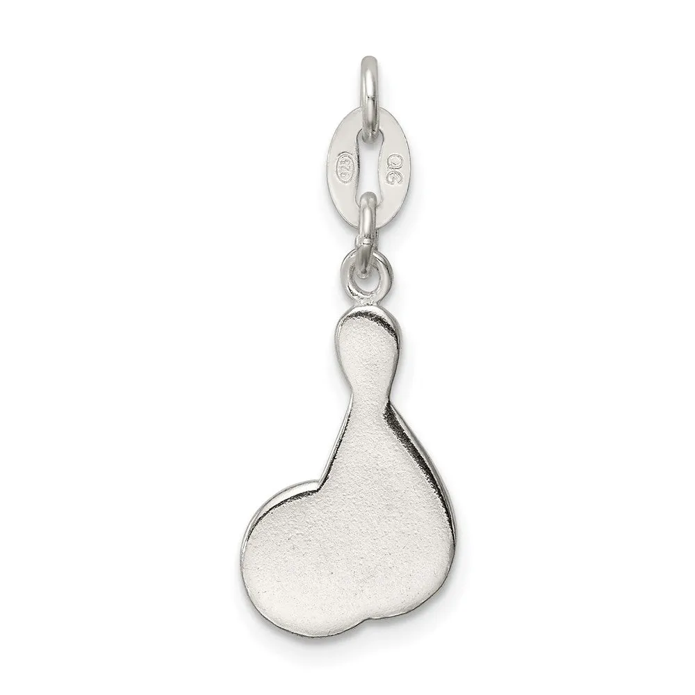Sterling Silver Polished Enamel Bowling Charm