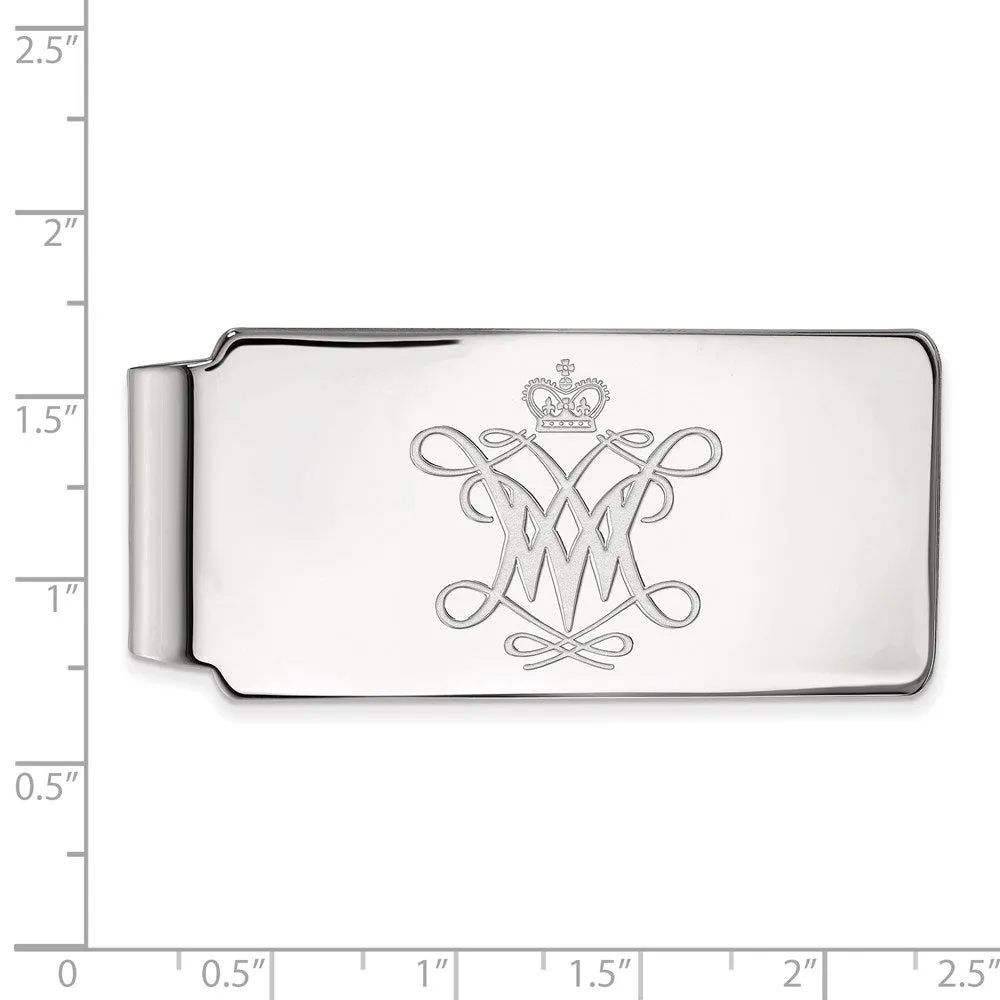 Sterling Silver Rhodium-plated College of William and Mary Money Clip