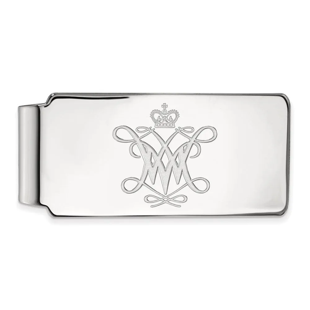 Sterling Silver Rhodium-plated College of William and Mary Money Clip