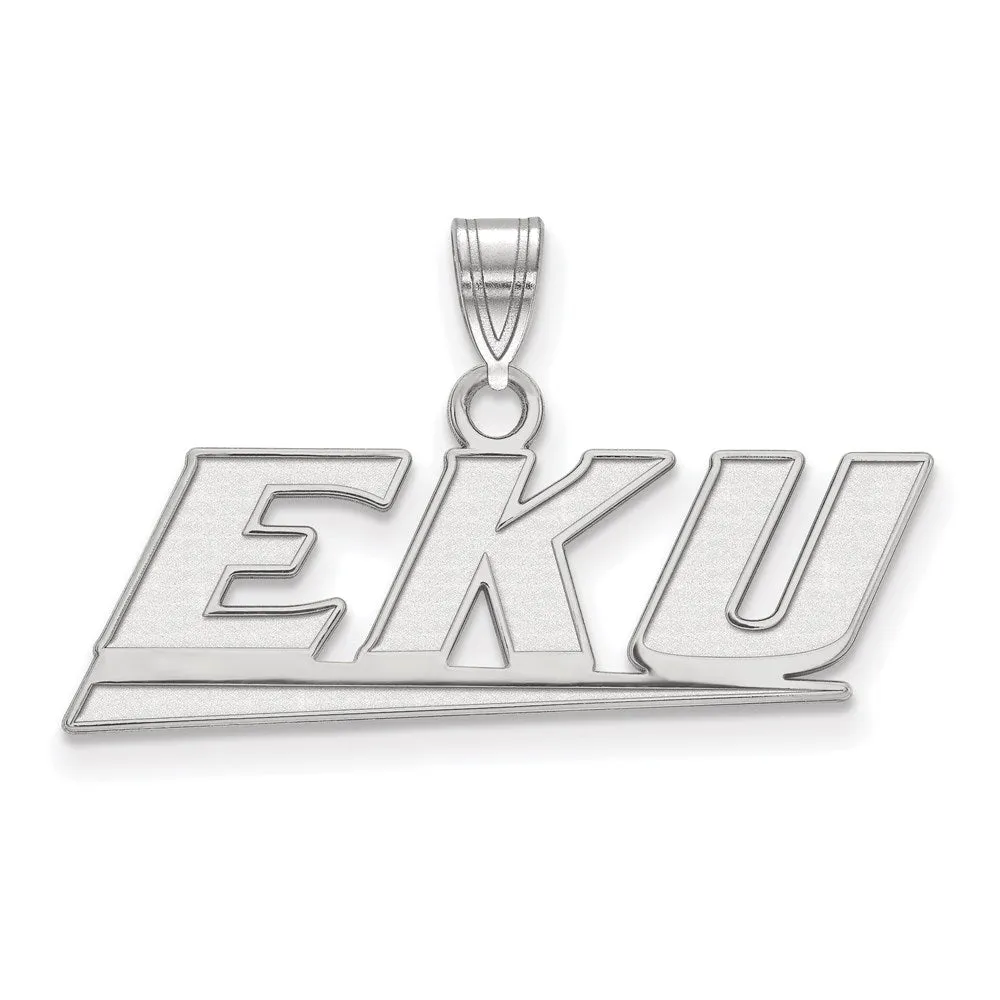 Sterling Silver Rhodium-plated Eastern Kentucky University E-K-U Small Pendant