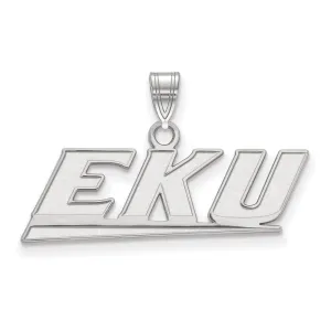 Sterling Silver Rhodium-plated Eastern Kentucky University E-K-U Small Pendant