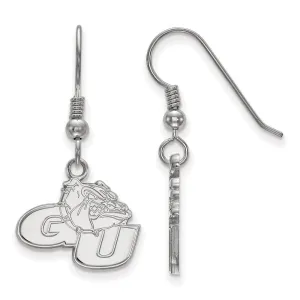 Sterling Silver Rhodium-plated Gonzaga University G-U Bulldog Small Dangle Wire Earrings
