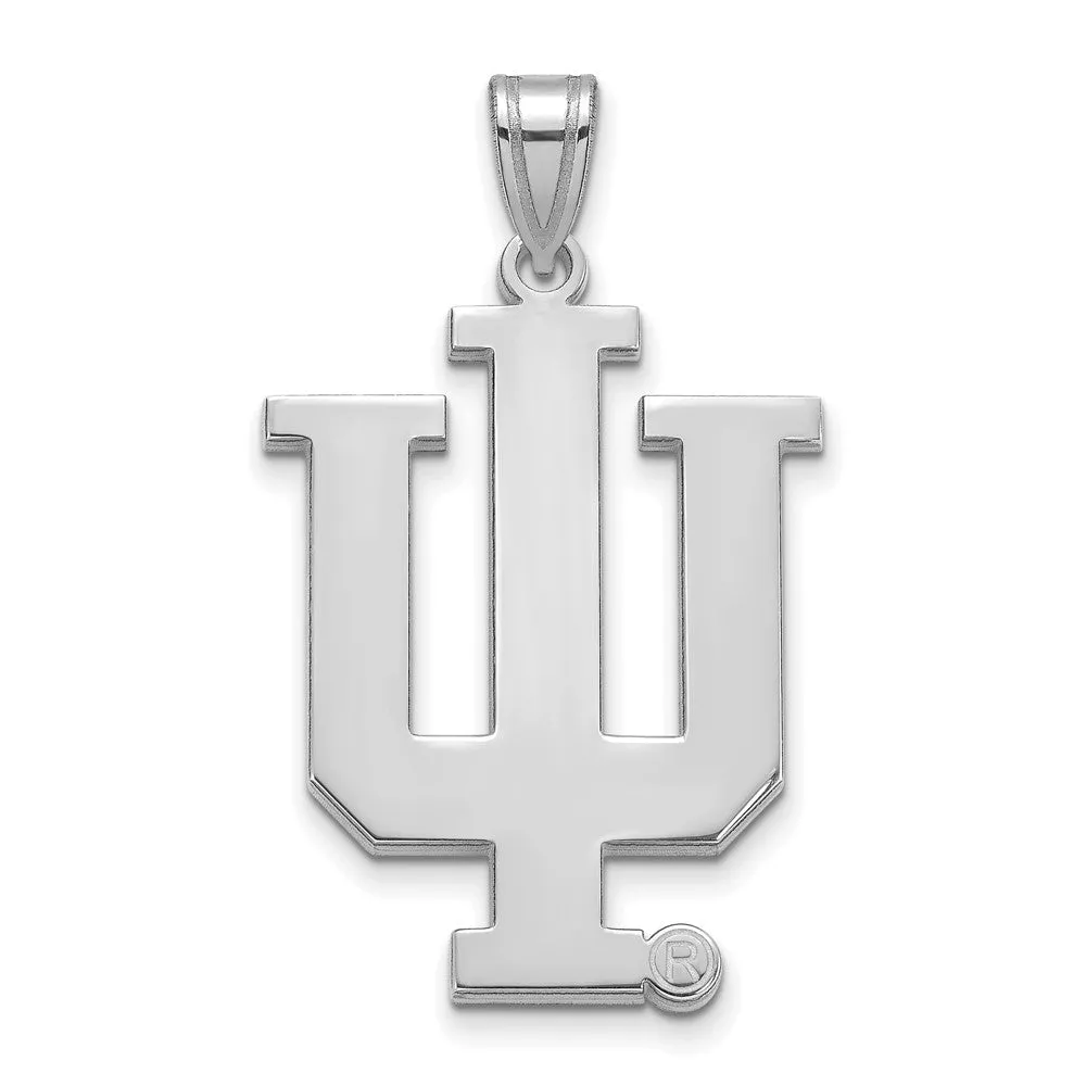 Sterling Silver Rhodium-plated Indiana University I-U Extra Large Pendant