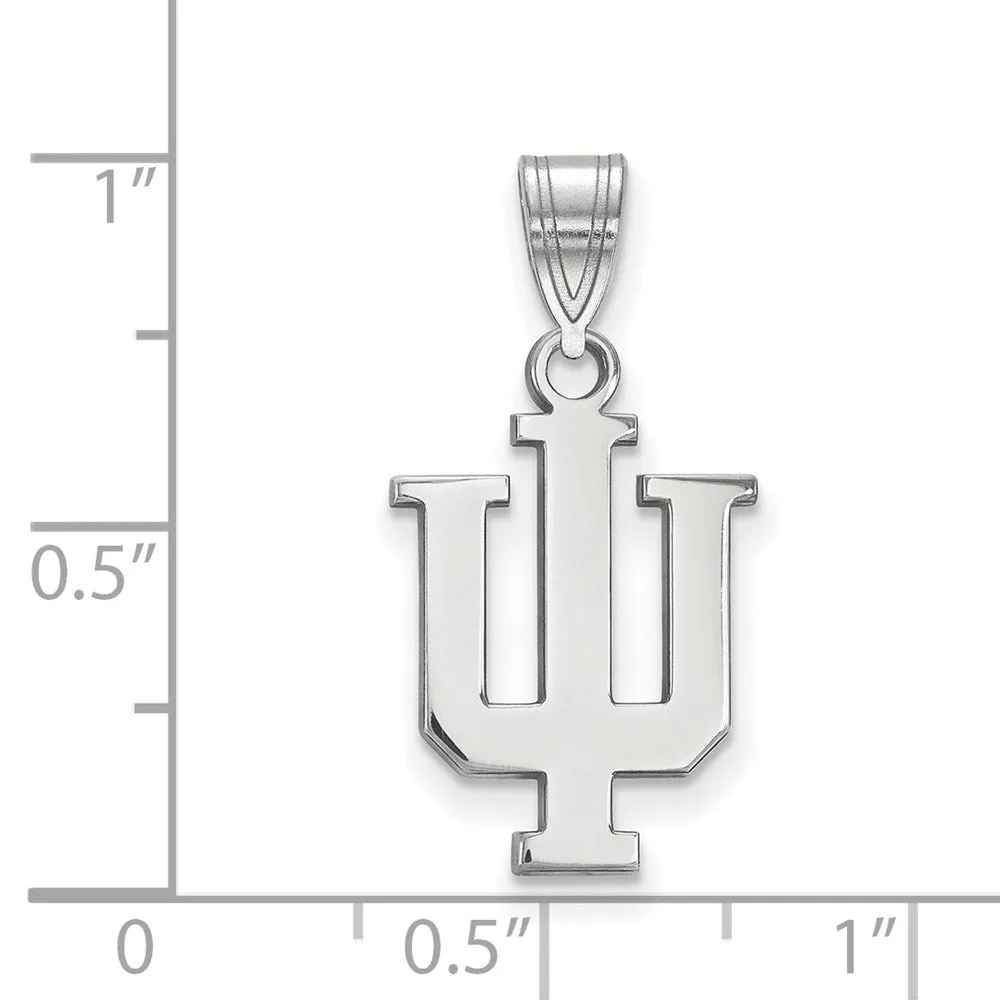 Sterling Silver Rhodium-plated Indiana University I-U Medium Pendant