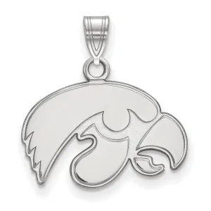 Sterling Silver Rhodium-plated University of Iowa Hawk Small Pendant